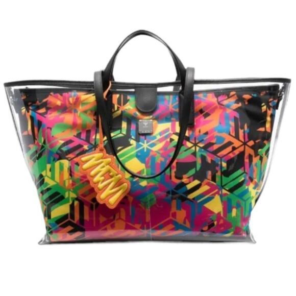 NWT MSRP$890  MCM Aren Cubic Clear Plastic Camoflauge Tote Bag Shoulder Bag - Picture 1 of 11